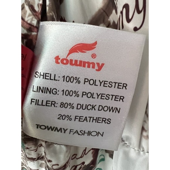 TOWMY gray down puffer coat warm full zip Large grey womens No Hood - Picture 4 of 6